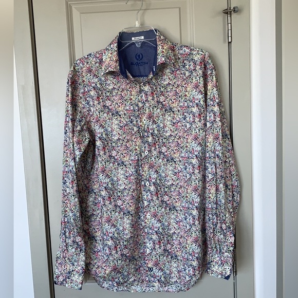 Bugatchi Paint Splash print Button Front Shirt - Picture 1 of 9